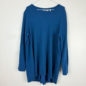 Soft Surroundings Blue Wool Alpaca Blend Sweater Cozy Textured Tunic Top